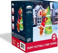 6ft Tall Puppy Putting A Tree Topper Christmas Inflatable -Joiedomi 81rhQZFdGQL. AC SL1500