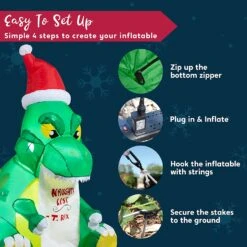 Tall Christmas Sitting Dinosaur Inflatable (5 Ft) -Joiedomi 81slJEf1f3L. AC SL1500