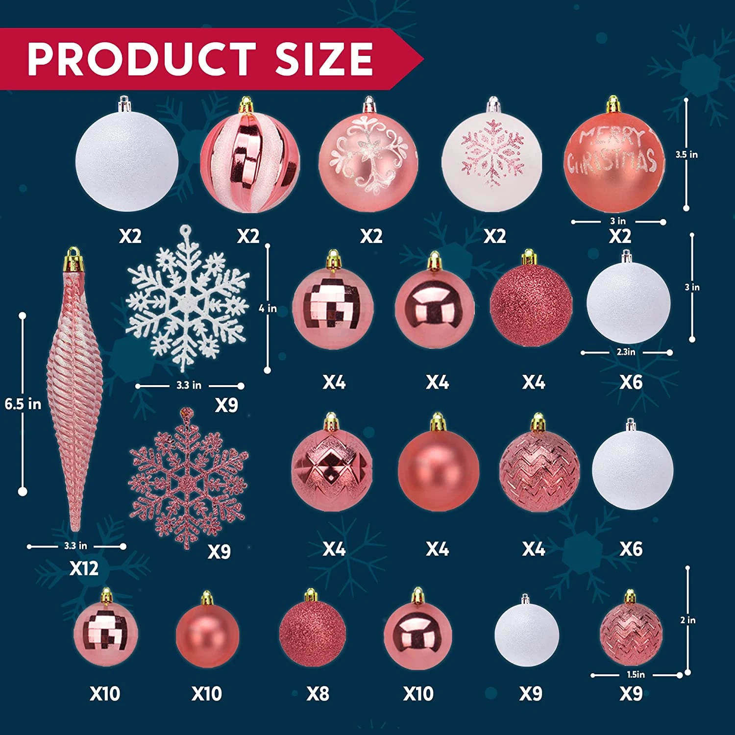 Blue & White Christmas Ornaments, 133 Pcs 10 Blue & White Christmas Ornaments, 133 Pcs - Image 8