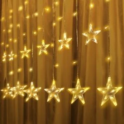 2 Pack 138 LED 12 Stars Curtain String Light