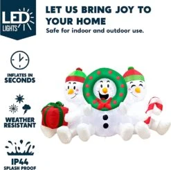 6 FT Long Inflatable Three Sitting Snowmans -Joiedomi 81wbcHEes0L. AC SL1500