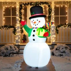 Large Snowman With Present Inflatable (7 Ft) 14 Large Snowman With Present Inflatable (7 Ft) -Joiedomi 91 NPmbnRHL. AC SL1500