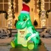Tall Christmas Sitting Dinosaur Inflatable (5 Ft)