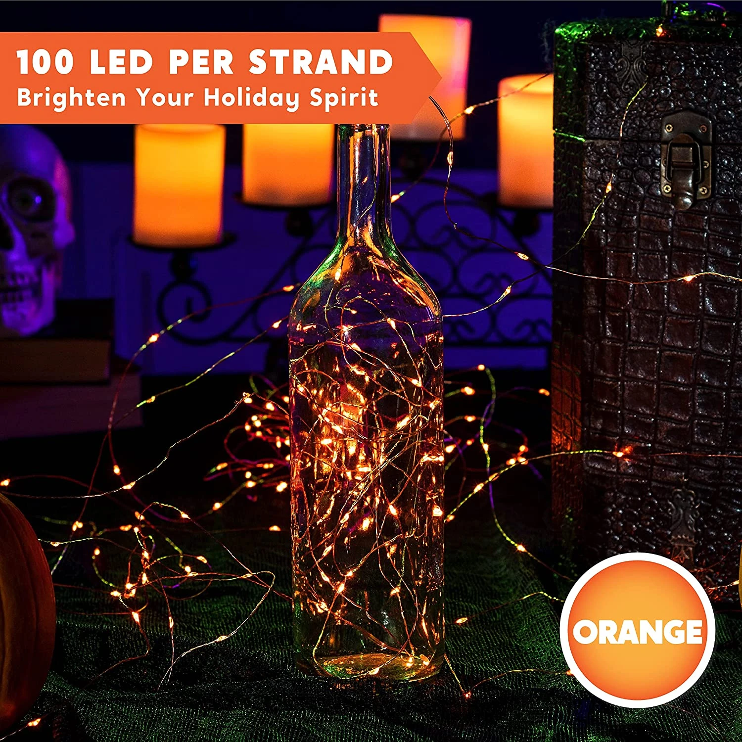 200 Count Orange LED Copper String Lights 5 200 Count Orange LED Copper String Lights - Image 3