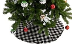 48in Buffalo White Plaid Christmas Tree Skirt -Joiedomi 910foG PDML. AC SL1500