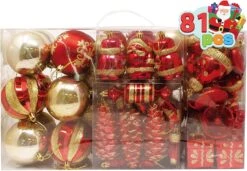 81 Pcs Red & Gold Christmas Ball Ornaments Set -Joiedomi 913W9hv5cvL. AC SL1500