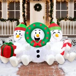 6 FT Long Inflatable Three Sitting Snowmans -Joiedomi 913gfdw5EHL. AC SL1500