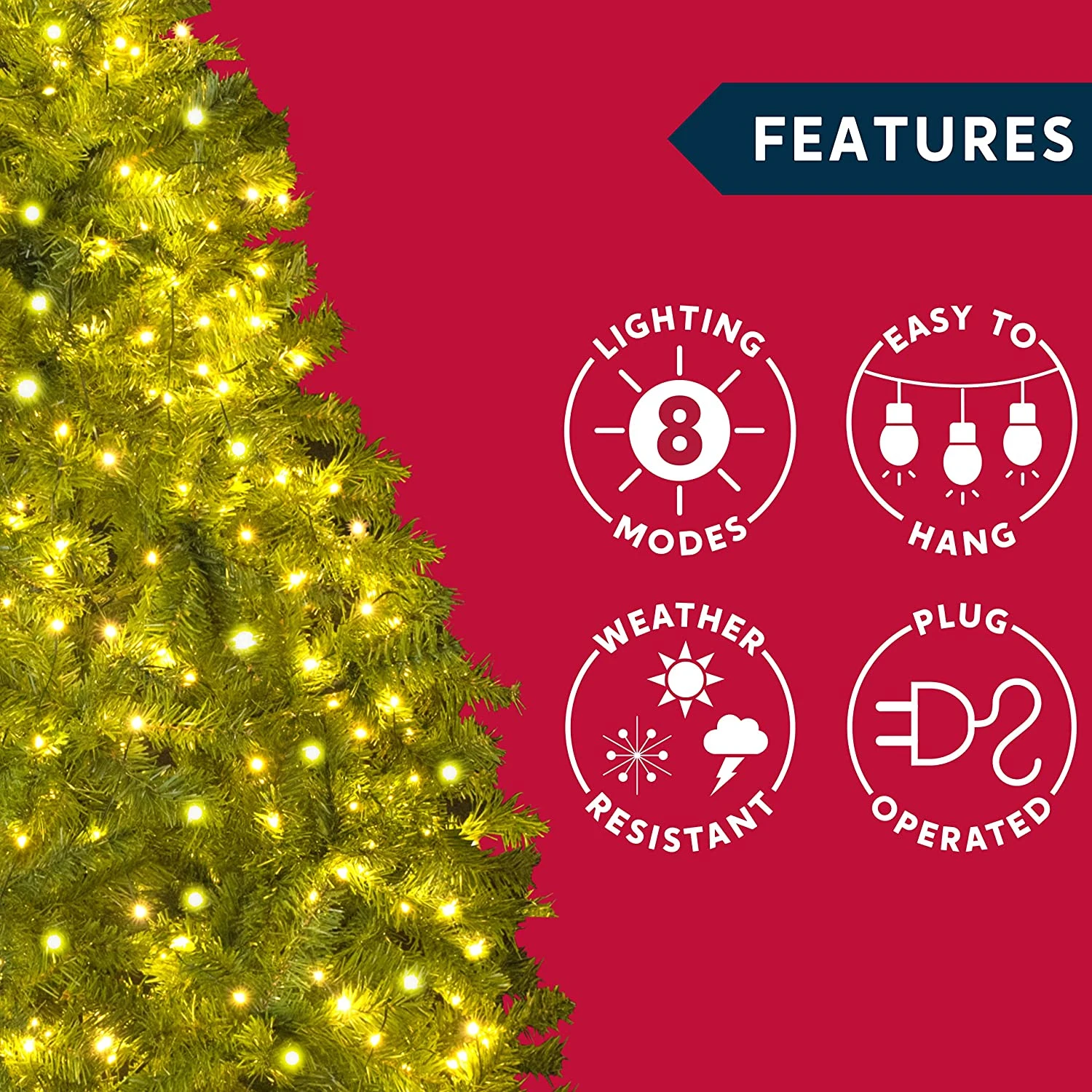 400 LED Christmas Tree String Light With Ring 8.5ft (Warm White) 4 400 LED Christmas Tree String Light With Ring 8.5ft (Warm White) - Image 2