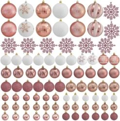 88 Pcs Rose Gold & White Christmas Ornaments