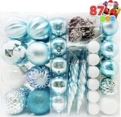 87ct Assorted Red & White Christmas Ornaments Set With Pine Corn -Joiedomi 917npj lO L. AC SL1500