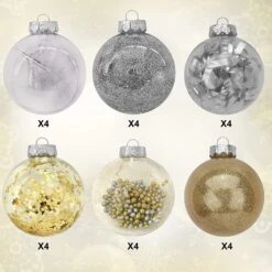 24Pcs Gold Plastic Clear Ball Ornaments With Filling -Joiedomi 9181F3VbUoL. AC SL1500