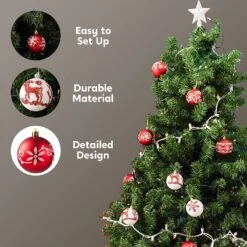 60mm Deluxe Christmas Ball Ornaments (Red & White), 24 Pcs -Joiedomi 91AzprHE3yL. AC SL1500