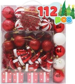 112 Pcs Red And White Christmas Ornaments -Joiedomi 91C5vmJgbpL. AC SL1500