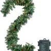 9 Foot Prelit Christmas Garland With Lights, Red Berries