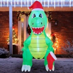6 FT Tall Inflatable Dinosaur Holding A Christmas Stocking With Build-in LEDs 19 6 FT Tall Inflatable Dinosaur Holding A Christmas Stocking With Build-in LEDs -Joiedomi 91EWh 0eVjL. AC SL1500