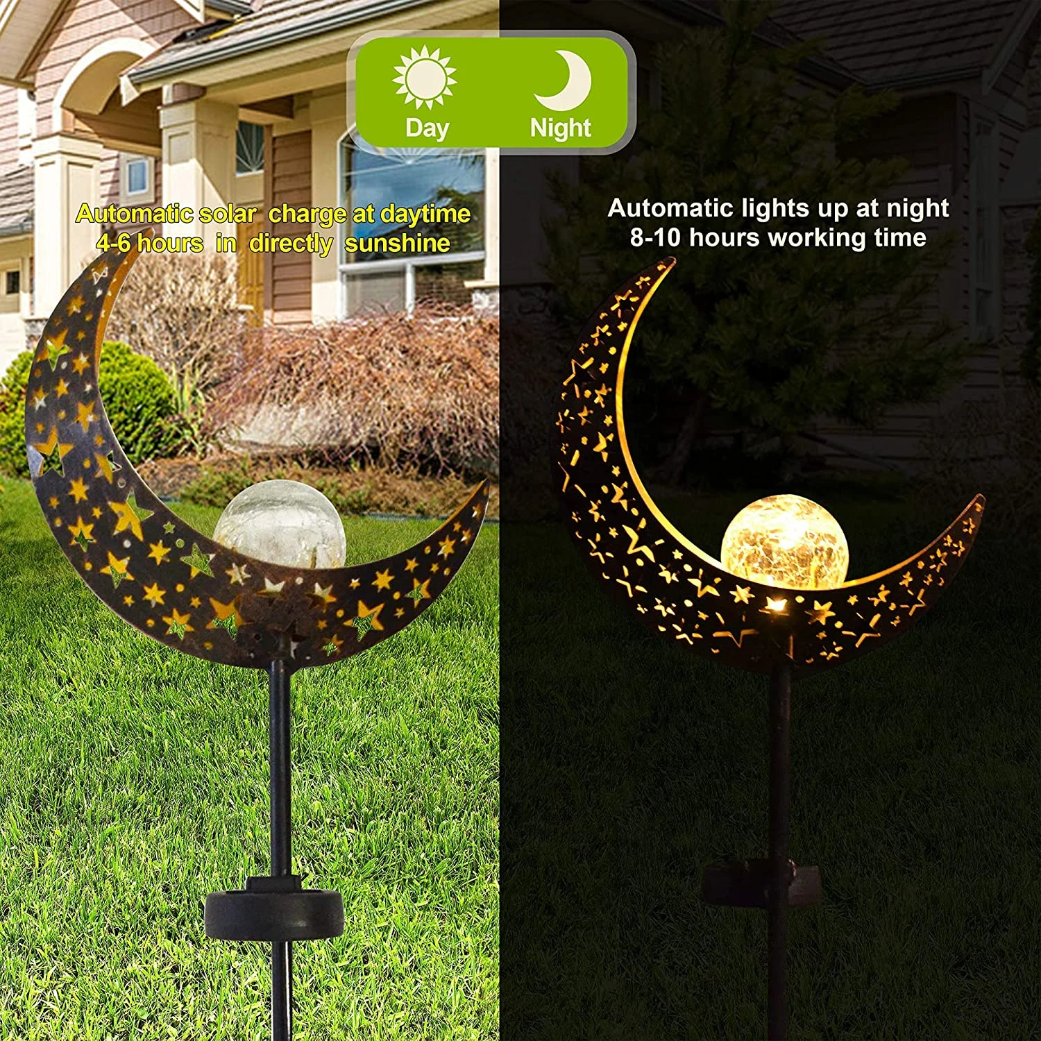 2 Pack Moon Crackle Glass Globe Solar Stake Lights 6 2 Pack Moon Crackle Glass Globe Solar Stake Lights - Image 4