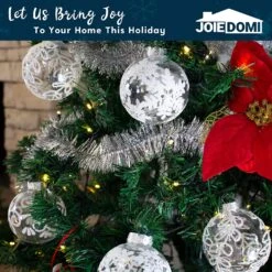 12 Pcs White & Clear Christmas Ball Ornaments -Joiedomi 91F8mHhjLJL. AC SL1500