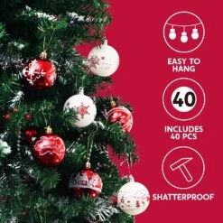 Christmas Ornaments Ball (Red&White), 40 Pcs 12 Christmas Ornaments Ball (Red&White), 40 Pcs -Joiedomi 91FDm2wY3GL. AC SL1500