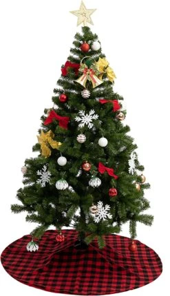 48in Red Plaid Christmas Tree Skirt 12 48in Red Plaid Christmas Tree Skirt -Joiedomi 91FwilpFdkL. AC SL1500