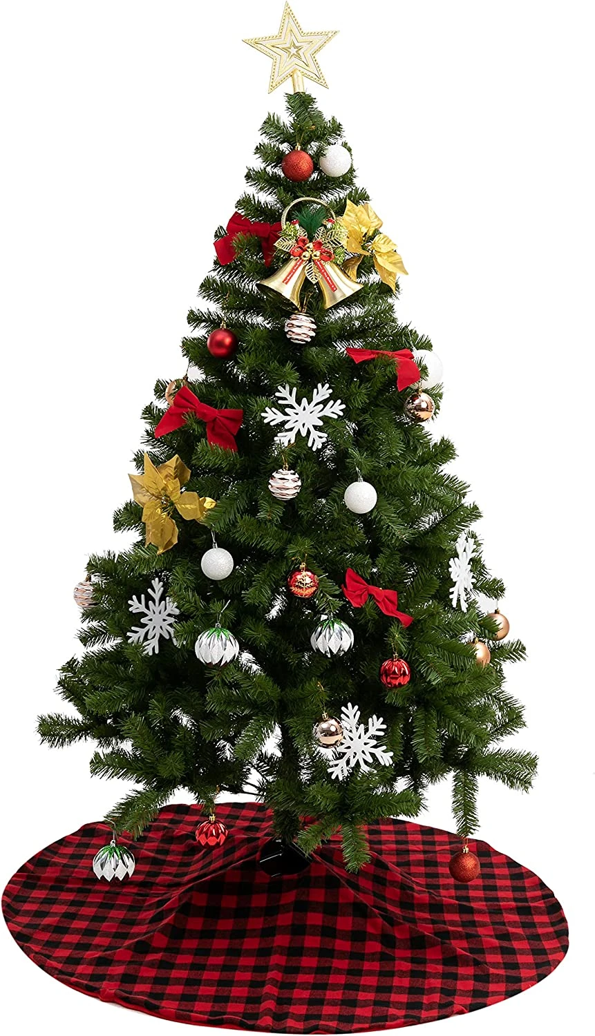 48in Red Plaid Christmas Tree Skirt 5 48in Red Plaid Christmas Tree Skirt - Image 3