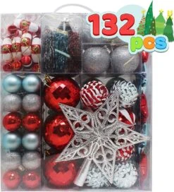 132 Pcs Red, Blue, And Silver Christmas Ornaments 16 132 Pcs Red, Blue, And Silver Christmas Ornaments -Joiedomi 91G8r13znQL. AC SL1500
