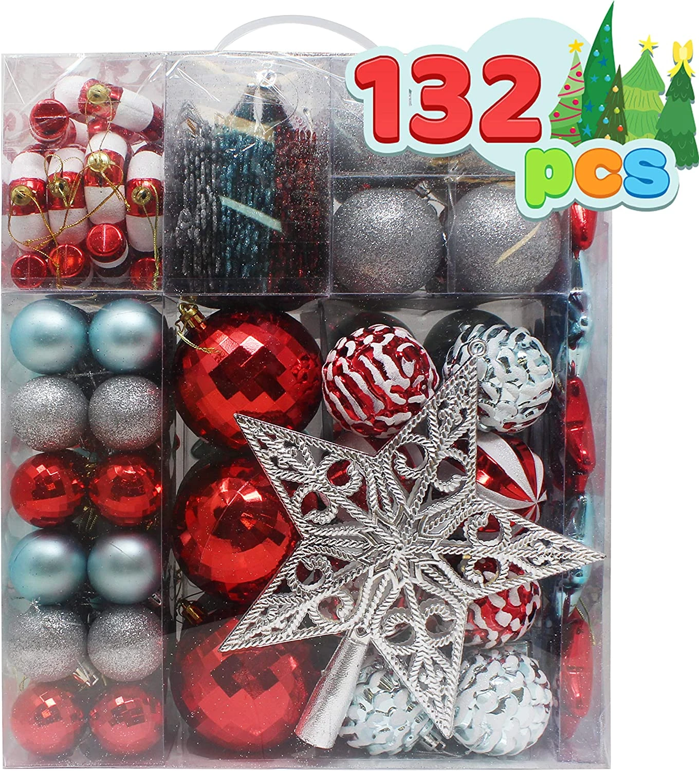 132 Pcs Red, Blue, And Silver Christmas Ornaments 9 132 Pcs Red, Blue, And Silver Christmas Ornaments - Image 7