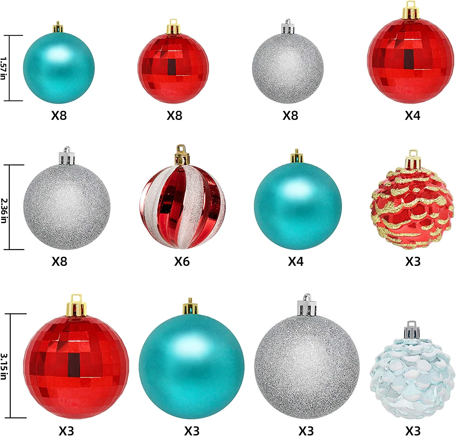 132 Pcs Red, Blue, And Silver Christmas Ornaments 5 132 Pcs Red, Blue, And Silver Christmas Ornaments - Image 3