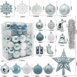 112 Pcs Baby Blue & White Christmas Assorted Ornaments With A Star Tree Topper -Joiedomi 91IGAVto57L. AC SL1500