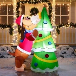 6ft Tall Puppy Putting A Tree Topper Christmas Inflatable -Joiedomi 91JUj6jAVwL. AC SL1500