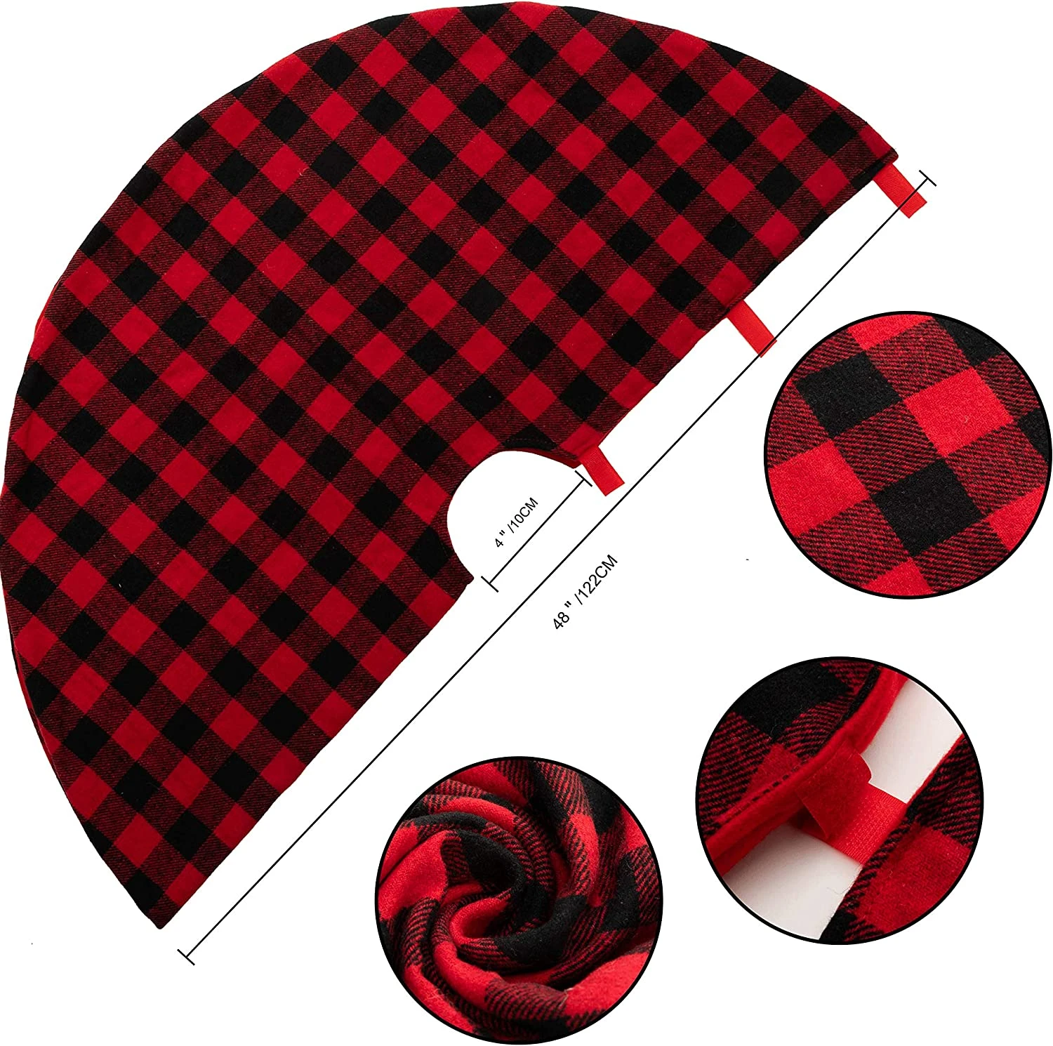48in Red Plaid Christmas Tree Skirt 8 48in Red Plaid Christmas Tree Skirt - Image 6