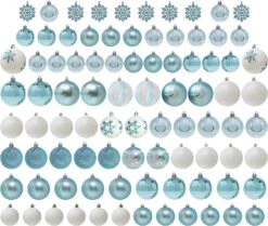 Christmas Ornaments, Blue And White, 88 Pcs
