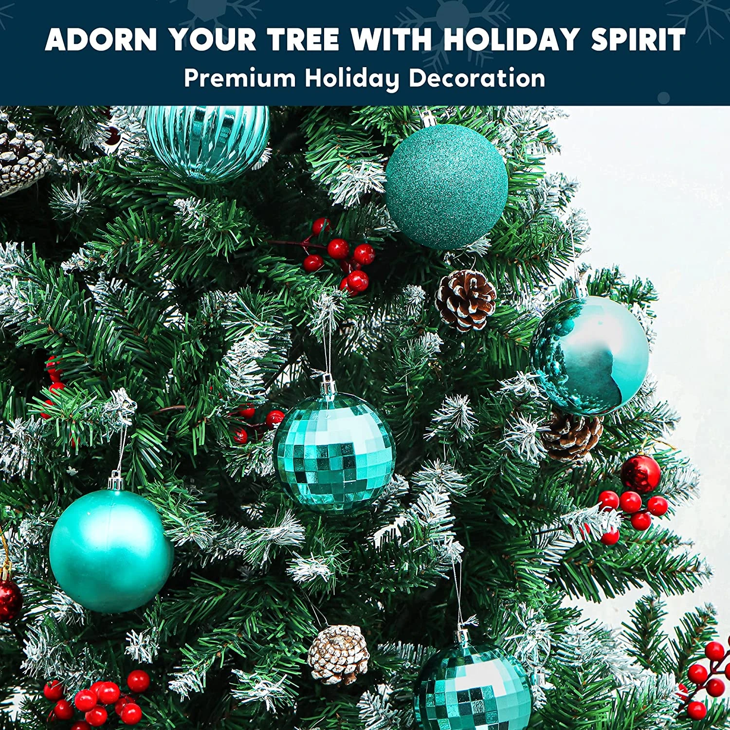 18Pcs Christmas Ball Ornaments Teal 5 18Pcs Christmas Ball Ornaments Teal - Image 3