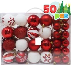 50 Pcs Christmas Ornaments, Red And White -Joiedomi 91OQfB1IcTL. AC SL1500