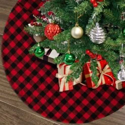 48in Red Plaid Christmas Tree Skirt