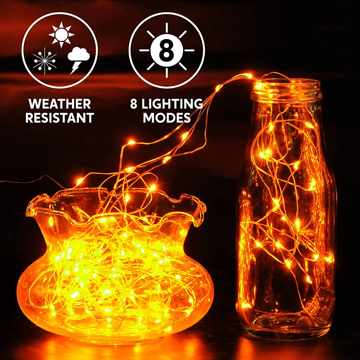 200 Count Orange LED Copper String Lights 7 200 Count Orange LED Copper String Lights - Image 5