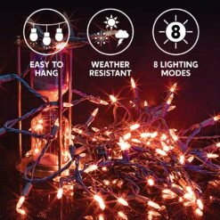 108.6 Ft 300 Counts Of Orange LED 8 Modes Green Wire Long Light Set -Joiedomi 91PxEIcQGCL. AC SL1500