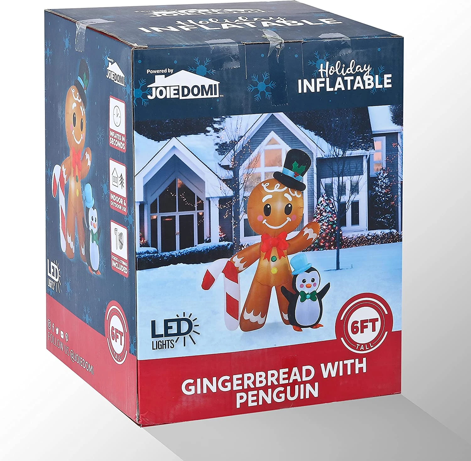 6 FT Tall Inflatable Gingerbread With Penguin Christmas Inflatable With Build-in LEDs 10 6 FT Tall Inflatable Gingerbread With Penguin Christmas Inflatable With Build-in LEDs - Image 8