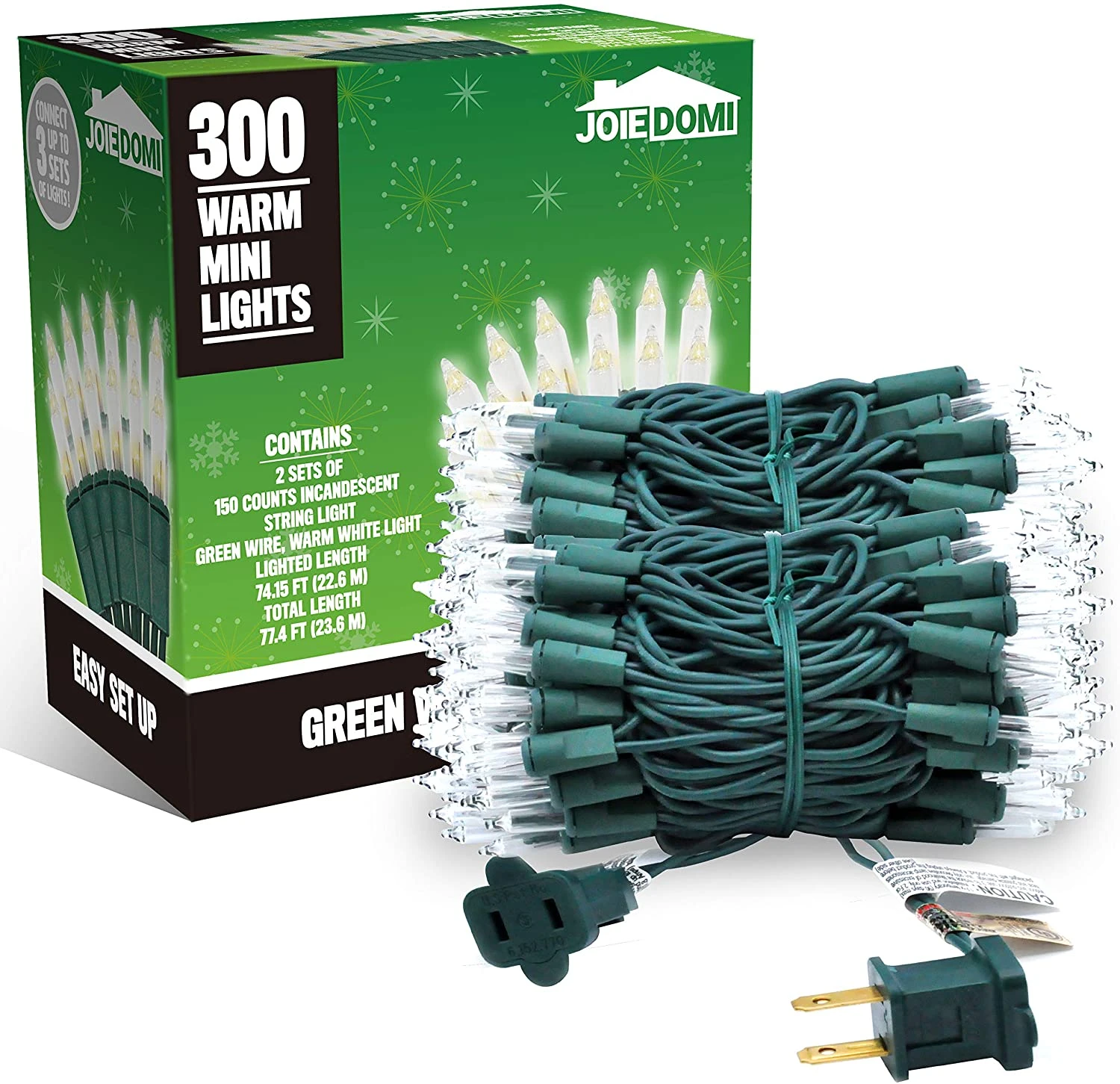 150 Counts Clear Green Wire Christmas Lights Set Of 2 4 150 Counts Clear Green Wire Christmas Lights Set Of 2 - Image 2
