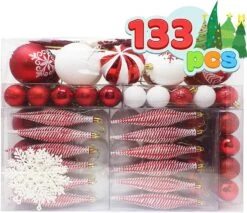 133 Pcs Christmas Ornaments, Red And White -Joiedomi 91W6pZk2dML. AC SL1500
