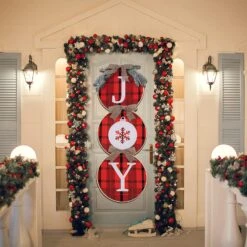 Christmas Joy Sign Buffalo Plaid Wreath