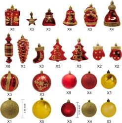 81 Pcs Red & Gold Christmas Ball Ornaments Set -Joiedomi 91Y1HlnF6pL. AC SL1500