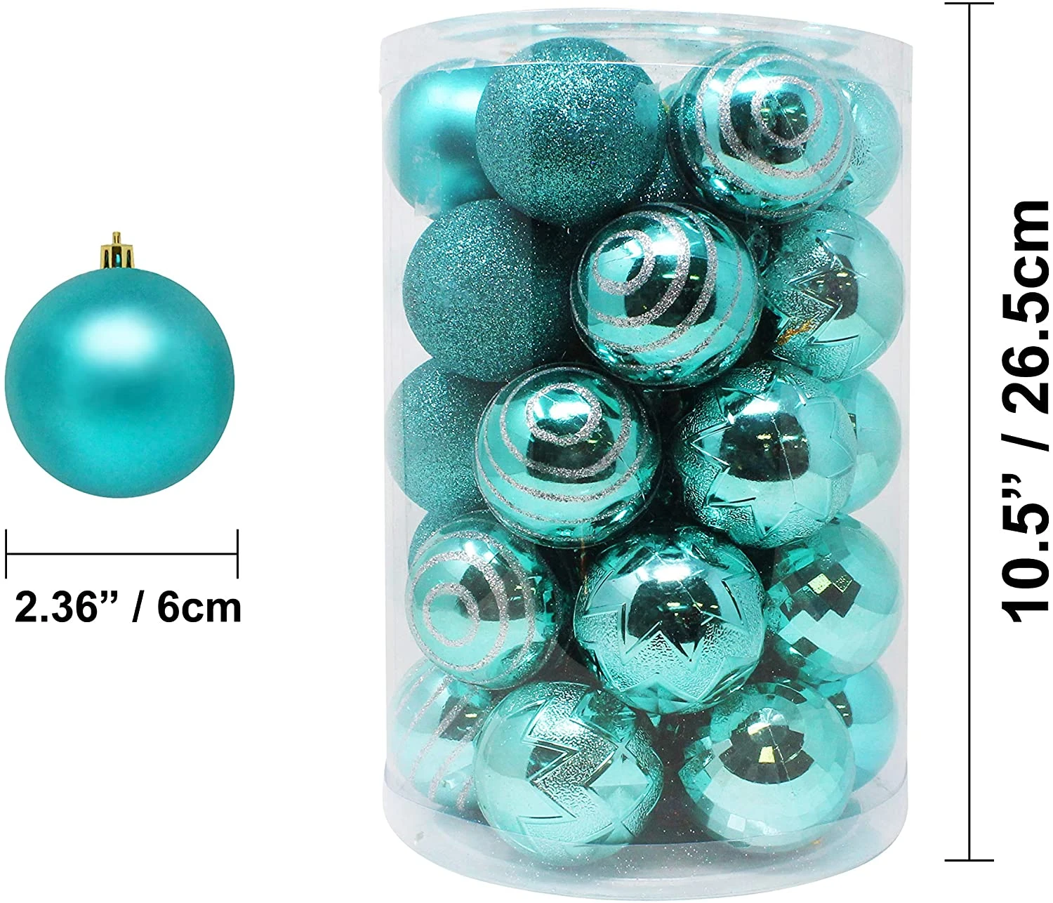 34 Pcs Christmas Ball Ornaments (Teal) 5 34 Pcs Christmas Ball Ornaments (Teal) - Image 3