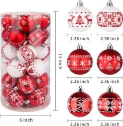 Red And White Christmas Ornaments Assorted Design, 30 Pcs -Joiedomi 91Z VQxoOtL. AC SL1500