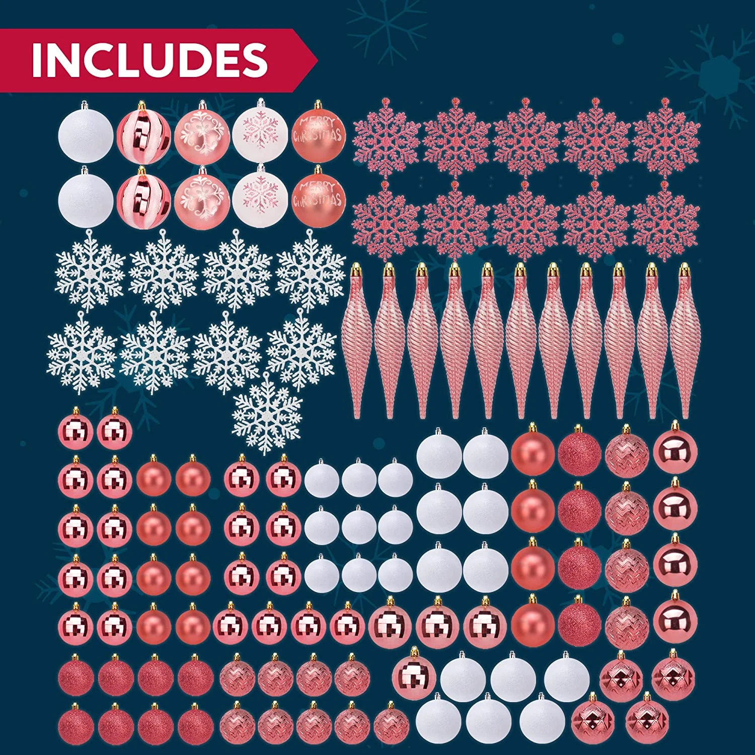 Blue & White Christmas Ornaments, 133 Pcs 9 Blue & White Christmas Ornaments, 133 Pcs - Image 7