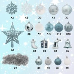 112 Pcs Baby Blue & White Christmas Assorted Ornaments With A Star Tree Topper -Joiedomi 91doa8RX SL. AC SL1500