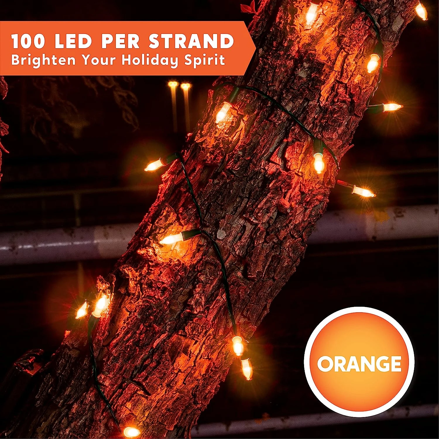 100 Orange LED Green Wire String Lights 5 100 Orange LED Green Wire String Lights - Image 3
