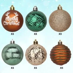 6CM Christmas Ornaments Assorted Design Green & Gold 30 Pcs -Joiedomi 91g hM ZeWL. AC SL1500