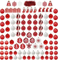 112 Pcs Red And White Christmas Ornaments