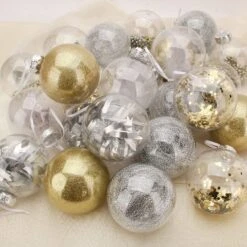 24Pcs Gold Plastic Clear Ball Ornaments With Filling -Joiedomi 91lKp22UtqL. AC SL1500