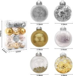24Pcs Gold Plastic Clear Ball Ornaments With Filling -Joiedomi 91lgDfmuifL. AC SL1500